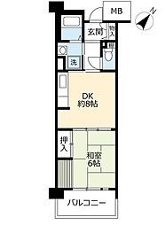 UR都市機構フレール長田 1DKの間取図画像