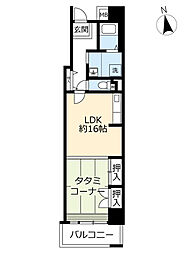 UR都市機構キャナルタウンウエスト4号棟 1Kの間取図画像