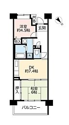 UR都市機構フレール長田 2DKの間取図画像