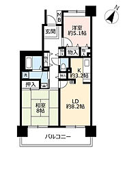 UR都市機構ルネシティ脇浜町1号棟 2LDKの間取図画像