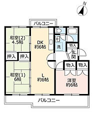 UR都市機構中山五月台団地5号 3LDKの間取図画像