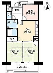 UR都市機構アルビス寺本4号棟 3DKの間取図画像