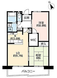 UR都市機構浜甲子園さくら街2号棟 2LDKの間取図画像