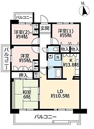 UR都市機構アルビス寺本3号棟 4LDKの間取図画像