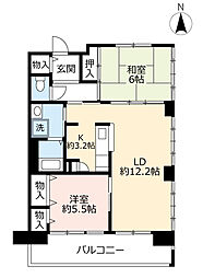 UR都市機構パークタウン西武庫11号棟 2LDKの間取図画像