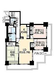 UR都市機構酉島リバーサイドヒルなぎさ街20号棟 3LDKの間取図画像