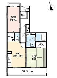 UR都市機構フレール宝塚御殿山8号棟 2DKの間取図画像