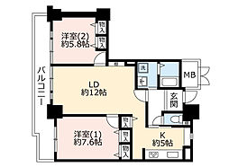 UR都市機構酉島リバーサイドヒルなぎさ街20号棟 2LDKの間取図画像