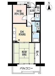 UR都市機構アルビス寺本5号棟 2DKの間取図画像