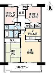 UR都市機構アルビス寺本4号棟 3LDKの間取図画像