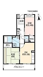 UR都市機構フレール宝塚御殿山8号棟 2DKの間取図画像