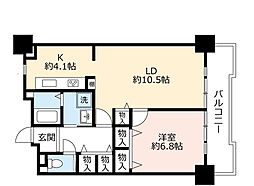 UR都市機構酉島リバーサイドヒルなぎさ街20号棟 1LDKの間取図画像
