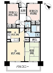UR都市機構サンラフレ出来島12号棟 3DKの間取図画像