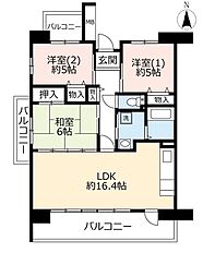 UR都市機構パークタウン西武庫9号棟 3LDKの間取図画像