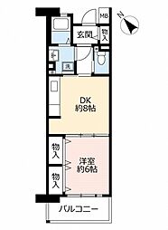 UR都市機構ルゼフィール南甲子園 1DKの間取図画像