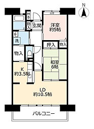 UR都市機構パークタウン西武庫4号棟 2LDKの間取図画像