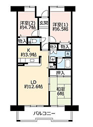 UR都市機構酉島リバーサイドヒルなぎさ街19号棟 3LDKの間取図画像