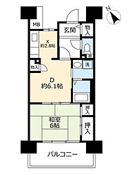 UR都市機構浜甲子園なぎさ街21号棟 1DKの間取図画像