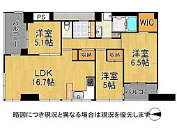 大阪イーストガーデンズタワー　中古マンション 3LDKの間取り