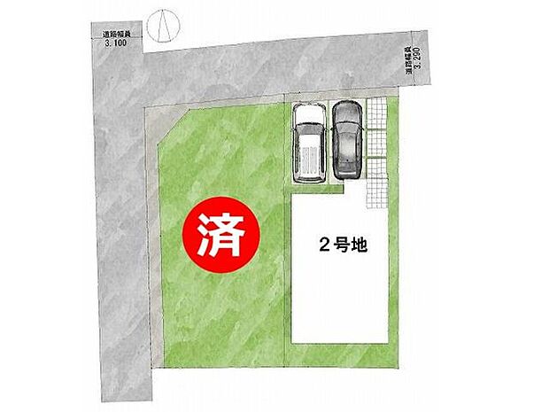 【区画図】2号棟残り1区画！全2区画、好評分譲中♪