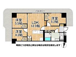 守口ハイライフB棟 3LDKの間取図画像