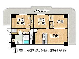 シャルム京橋 3LDKの間取図画像
