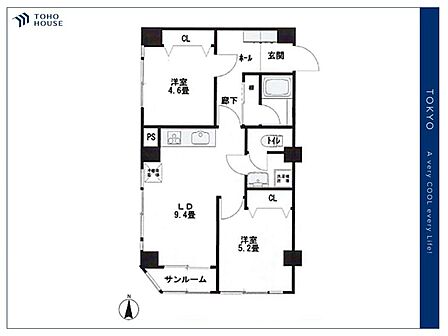 2LDK 間取り