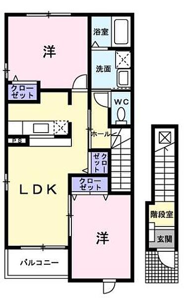 広島県福山市御幸町大字上岩成(賃貸アパート2LDK・2階・58.86㎡)の写真 その3