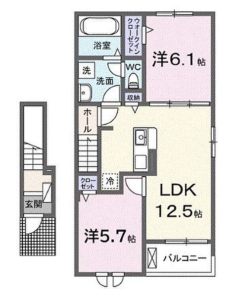 岡山県井原市下出部町(賃貸アパート2LDK・2階・56.44㎡)の写真 その2