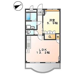 メゾン・グロワール 2階1LDKの間取り