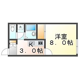 JR山陽本線 福山駅 徒歩34分の賃貸アパート 1階1Kの間取り