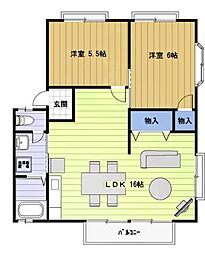 JR山陽本線 福山駅 3.6kmの賃貸アパート 2階2LDKの間取り