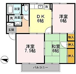 JR山陽本線 東尾道駅 徒歩10分の賃貸アパート 2階3DKの間取り