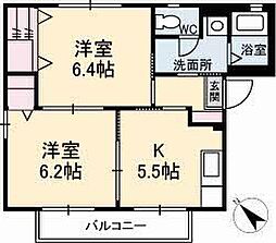 JR山陽本線 大門駅 3.5kmの賃貸アパート 1階2Kの間取り