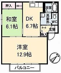 JR福塩線 新市駅 徒歩27分の賃貸アパート 2階3DKの間取り