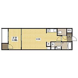 JR山陽本線 東福山駅 徒歩24分の賃貸マンション 3階1LDKの間取り