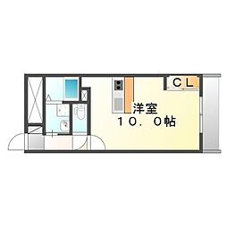 JR福塩線 万能倉駅 徒歩10分の賃貸アパート 1階1Kの間取り