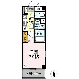 JR山陽本線 福山駅 徒歩9分の賃貸マンション 2階1Kの間取り