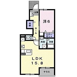 JR福塩線 上戸手駅 徒歩11分の賃貸アパート 1階1LDKの間取り