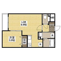 JR山陽本線 東福山駅 徒歩2分の賃貸マンション 2階1LDKの間取り