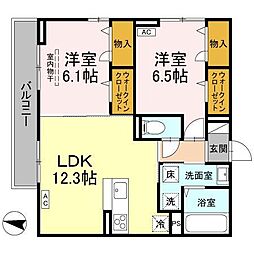 JR山陽本線 東福山駅 徒歩25分の賃貸アパート 2階2LDKの間取り