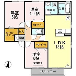 JR山陽本線 東福山駅 3.8kmの賃貸アパート 1階3LDKの間取り