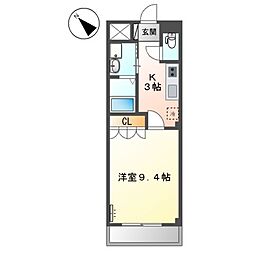 エスペランサ 1階1Kの間取り