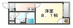 JR山陽本線 福山駅 3.3kmの賃貸アパート 2階1Kの間取り