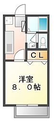 JR福塩線 神辺駅 徒歩8分の賃貸アパート 1階1Kの間取り