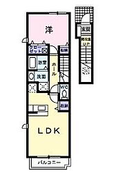 井原鉄道 いずえ駅 徒歩5分の賃貸アパート 2階1LDKの間取り