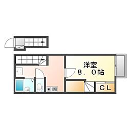 JR福塩線 備後本庄駅 徒歩24分の賃貸アパート 2階1Kの間取り