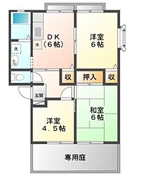 JR山陽本線 福山駅 徒歩34分の賃貸アパート 1階3DKの間取り