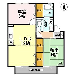 JR山陽本線 東尾道駅 徒歩38分の賃貸アパート 2階2LDKの間取り