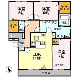 JR山陽本線 東福山駅 3.1kmの賃貸アパート 1階3LDKの間取り